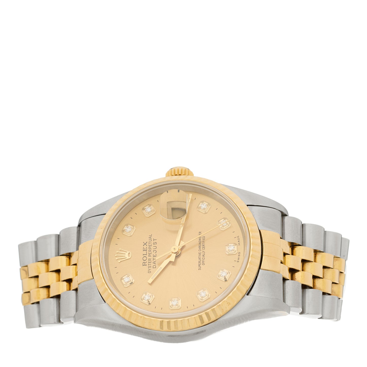Stainless Steel 18K Yellow Gold Diamond 36mm Oyster Perpetual Datejust Watch Champagne 16233