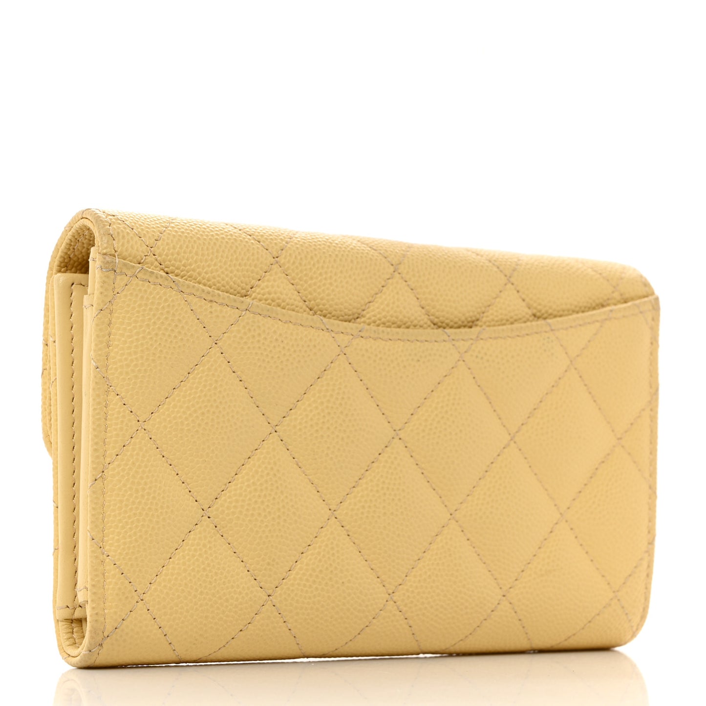 Caviar Quilted Medium Flap Wallet Light Yellow