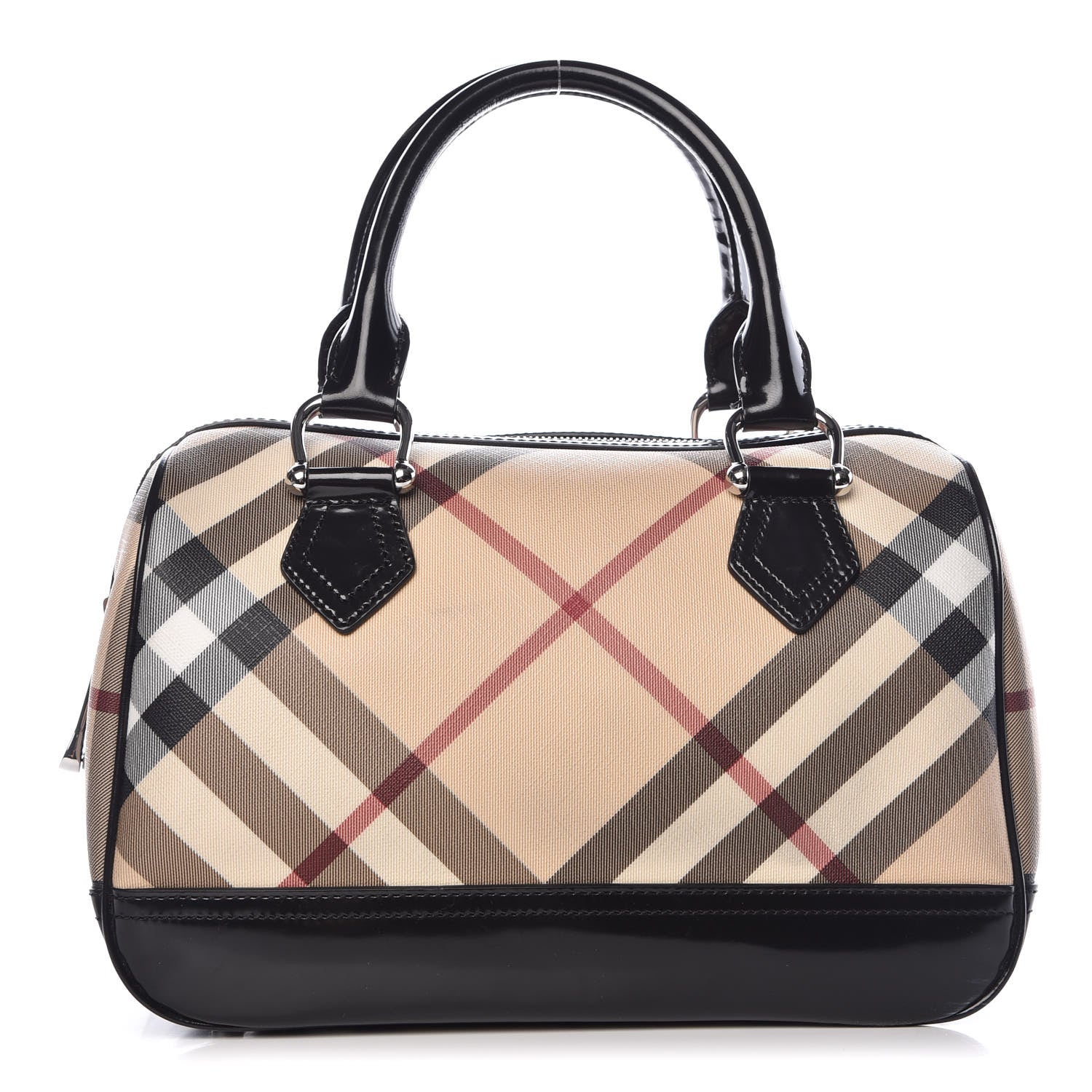 Burberry Supernova Check Patent Bowling Bag Black 357264
