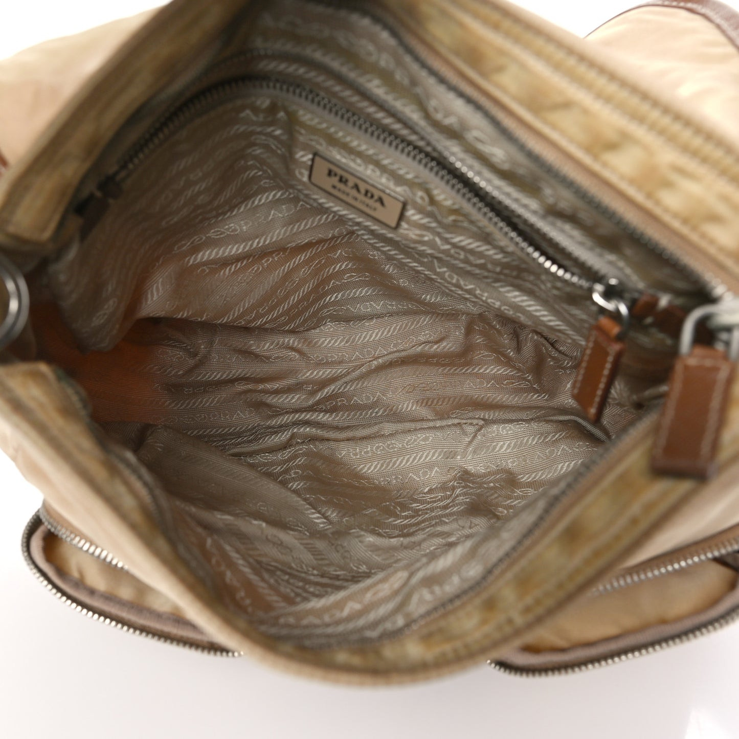 Tessuto Nylon Messenger Bag Beige
