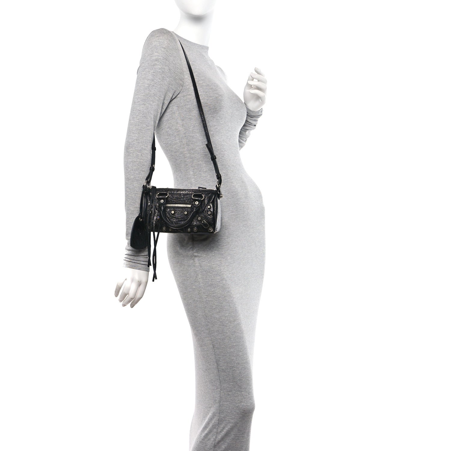 Balenciaga Agneau Arena Crystal Neo Nano Cagole Handbag Black 2 of 12