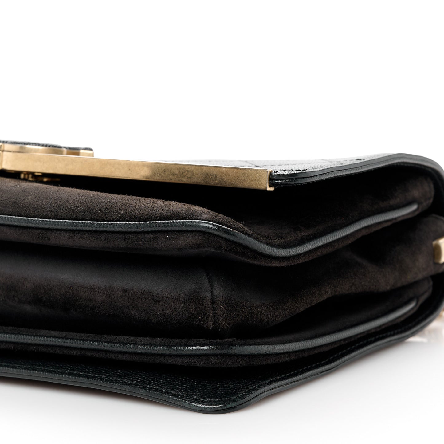 Caviar Suede Stitched Lady Coco Flap Black
