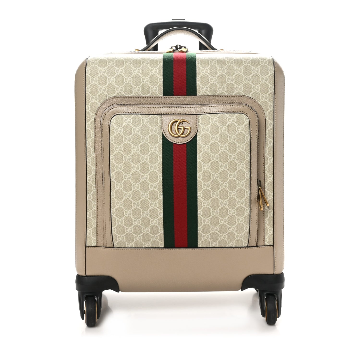 GG Supreme Monogram Textured Dollar Calfskin Web Small Savoy Cabin Trolley Beige Mystic White Oatmeal