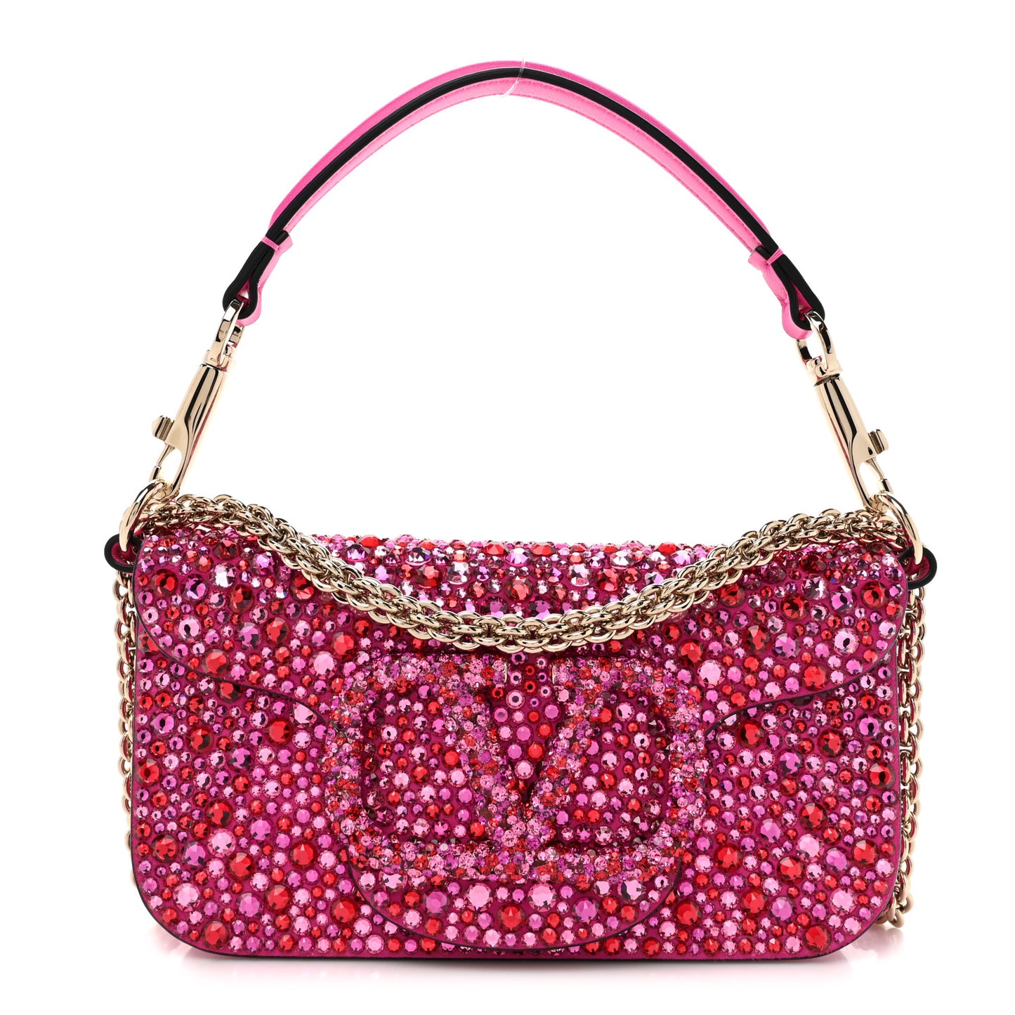 Crystal Vlogo Small Loco Shoulder Bag Pink PP