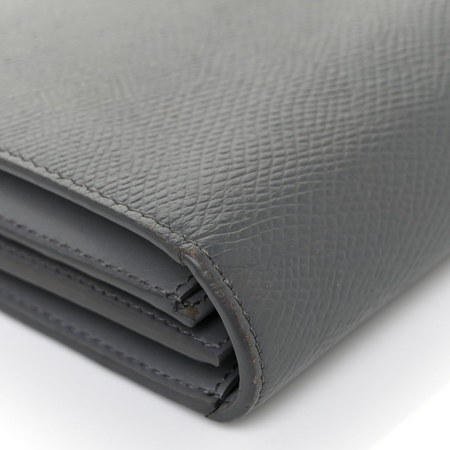 Grained Calfskin Large Multifunction Strap Wallet Grey
