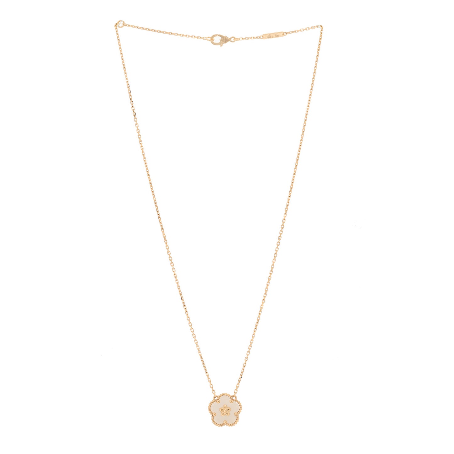 18K Rose Gold Mother Of Pearl Lucky Spring Plum Blossom Necklace