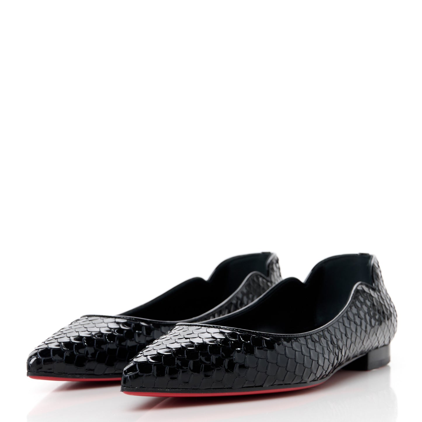Patent Snakeskin Embossed Hot Chickita Flats 38.5 Black