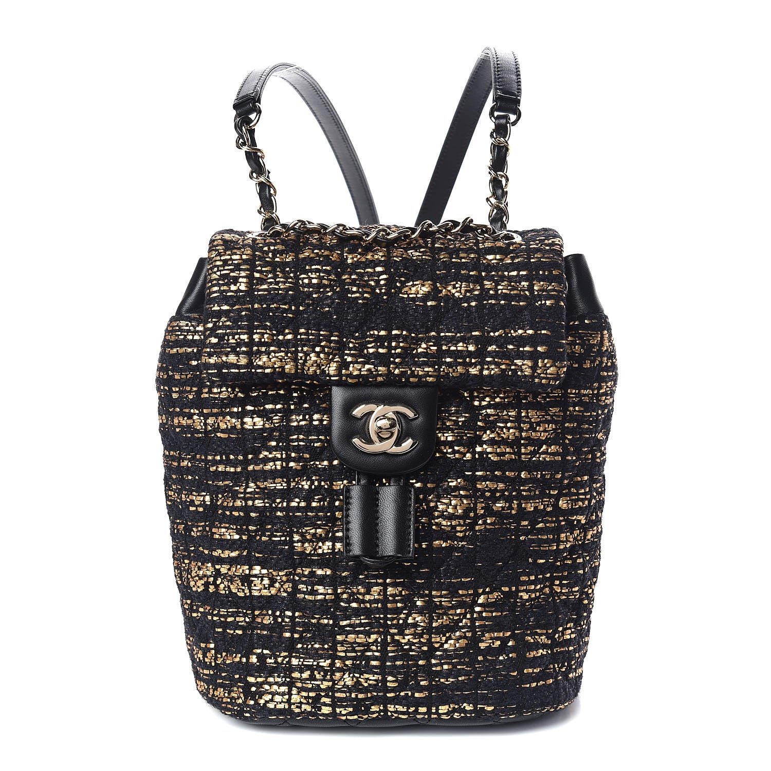 chanel mini backpack 2015 Chanel Tweed Quilted Mini Urban Spirit Backpack Black Gold 448084 – FASHIONPHILE