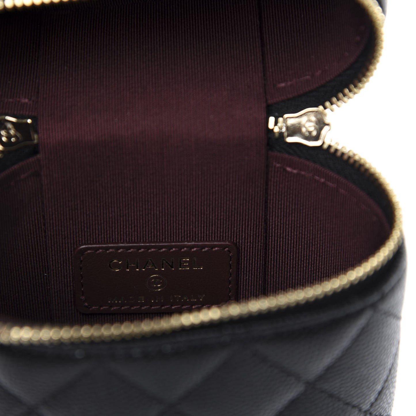 Caviar Quilted Phone Holder With Chain Black