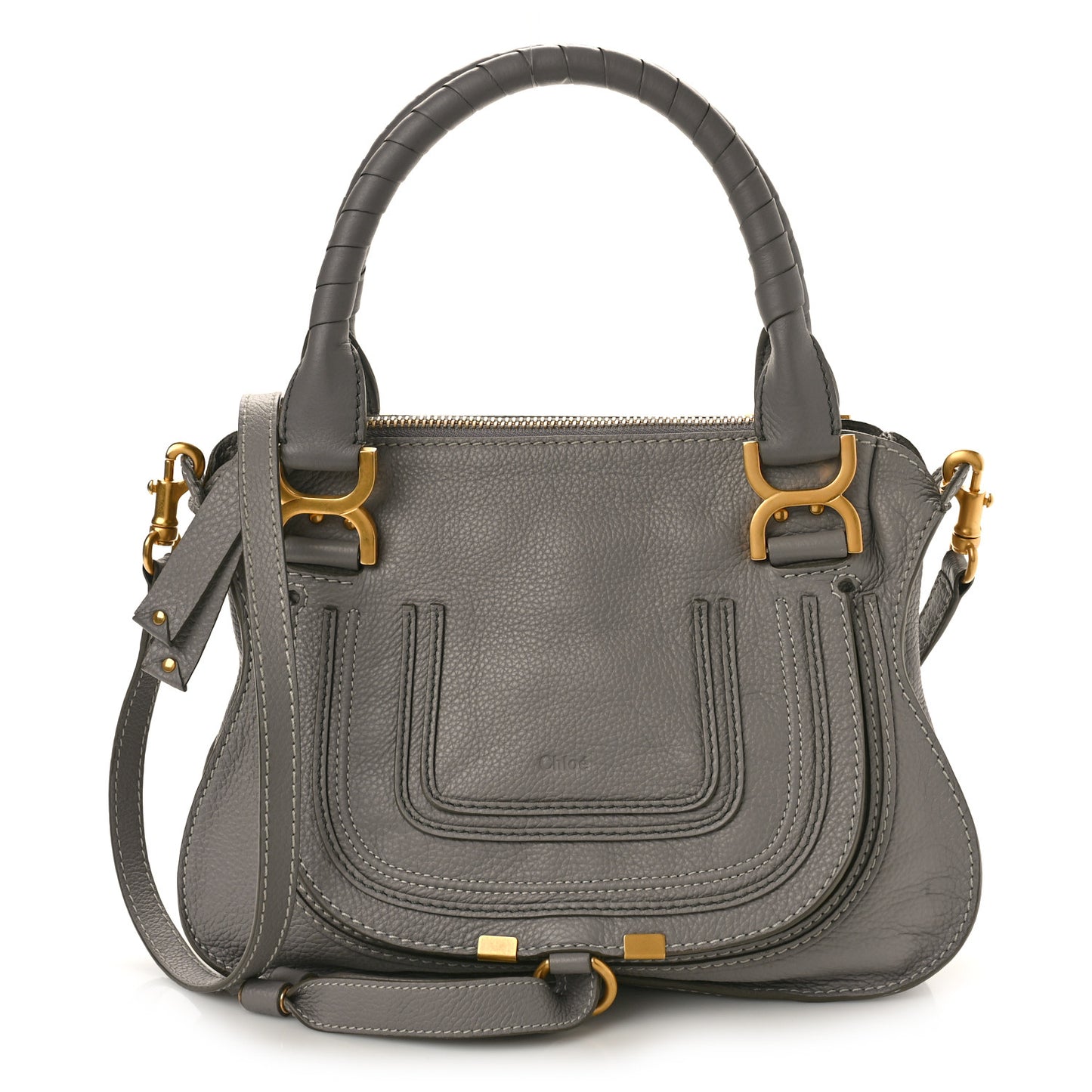 Calfskin Small Marcie Satchel Cashmere Grey