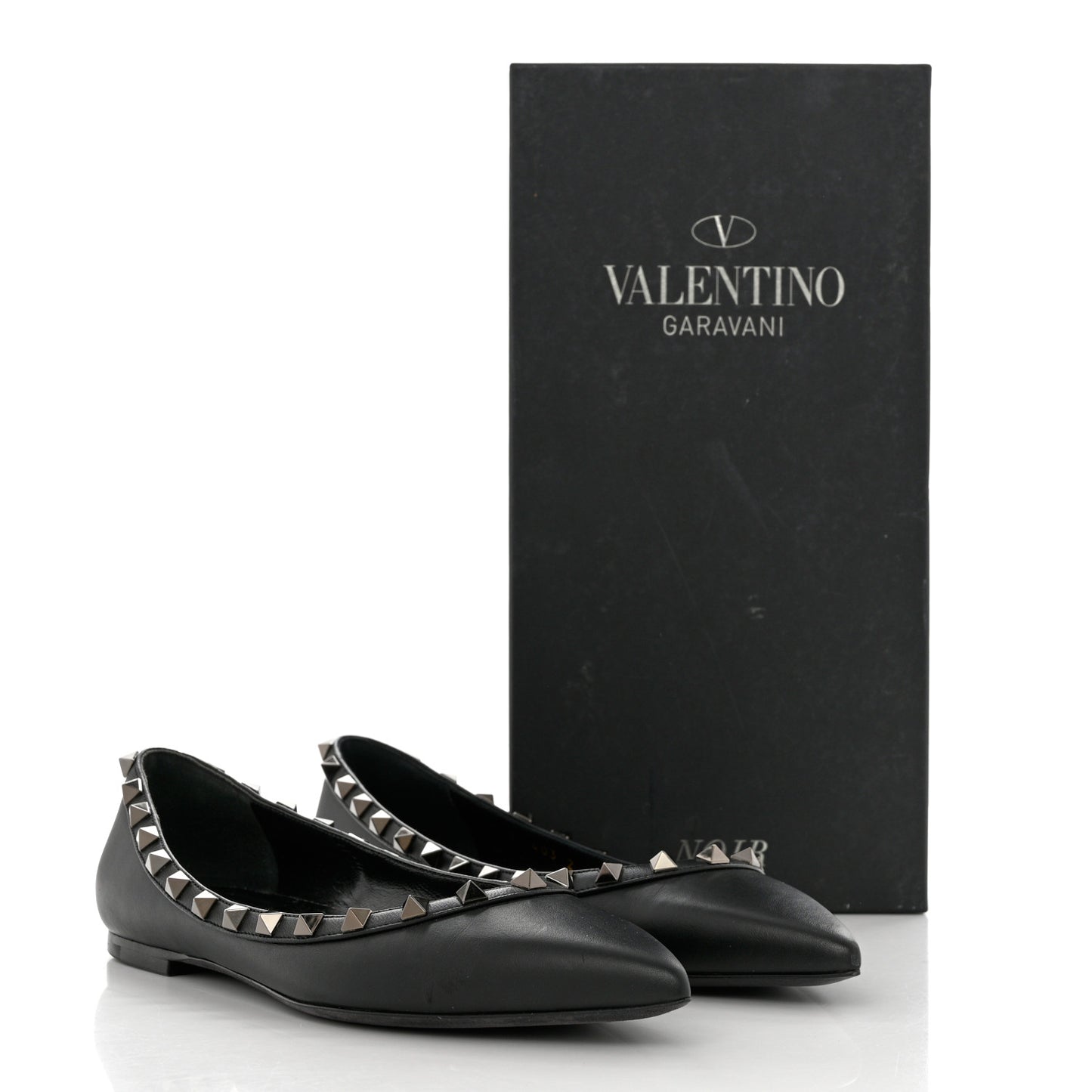 Nappa Rockstud Ballerina Flats 37 Black