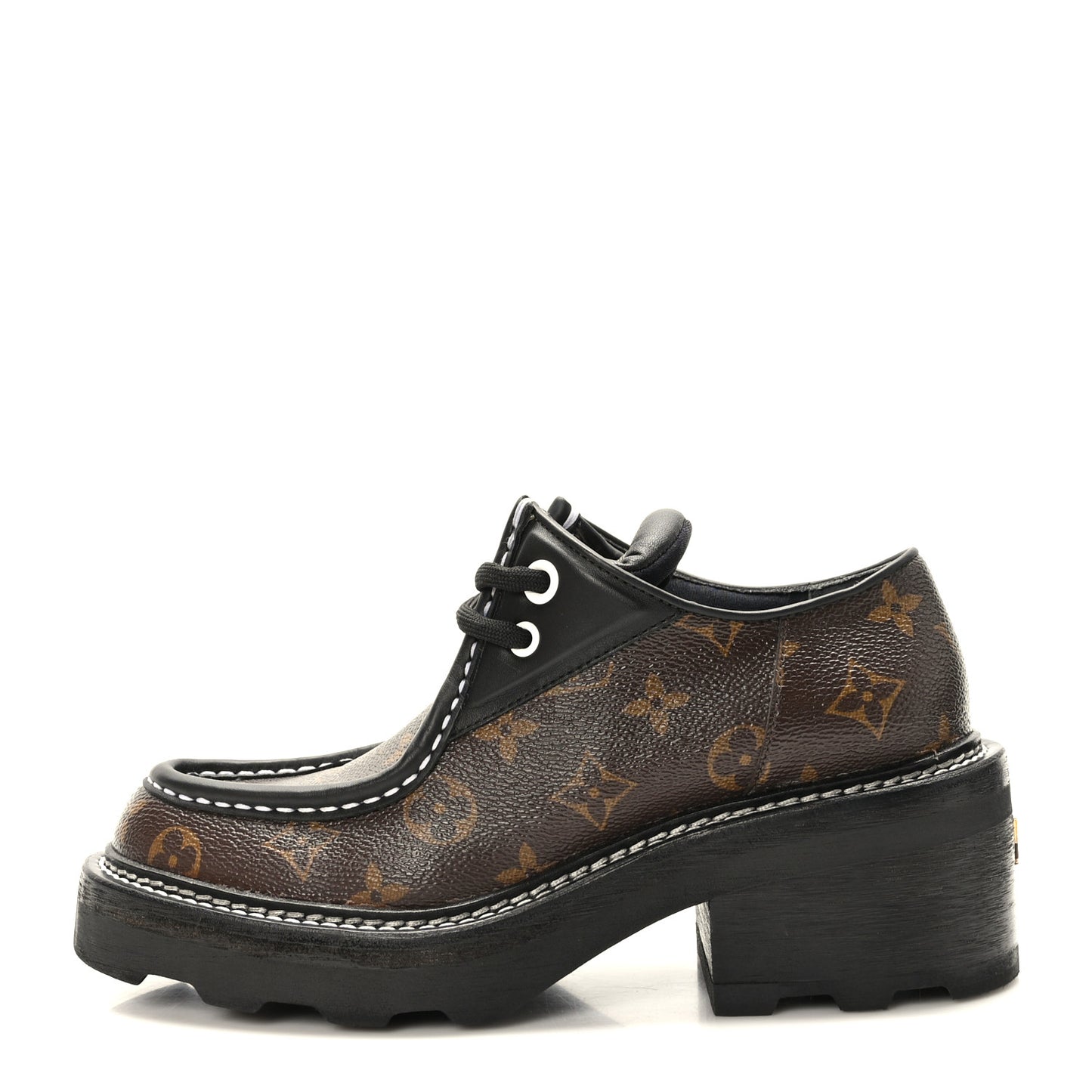 Monogram Calfskin Beaubourg Platform Derby Shoes 37 Brown