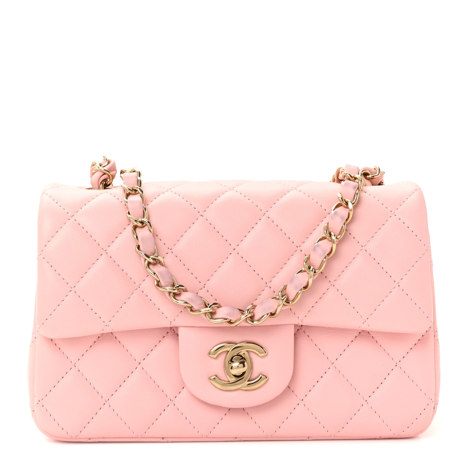 Chanel Lambskin Quilted Mini Rectangular Flap Light Pink 1813319