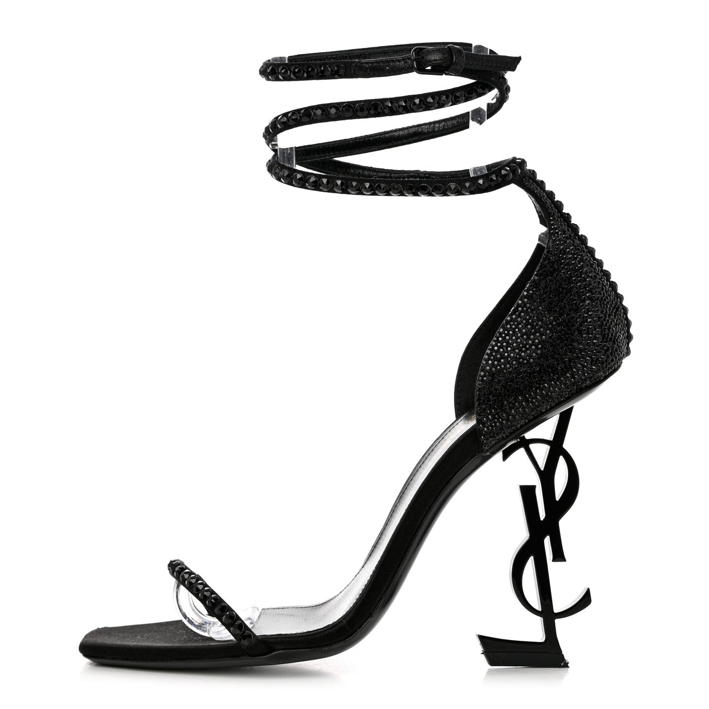 Satin Crystal Opyum Sandals 37 Black