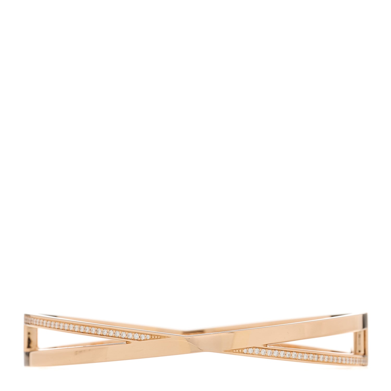 Tiffany 18K Rose Gold Diamond Atlas X Narrow Hinged Bangle Bracelet 1 of 4