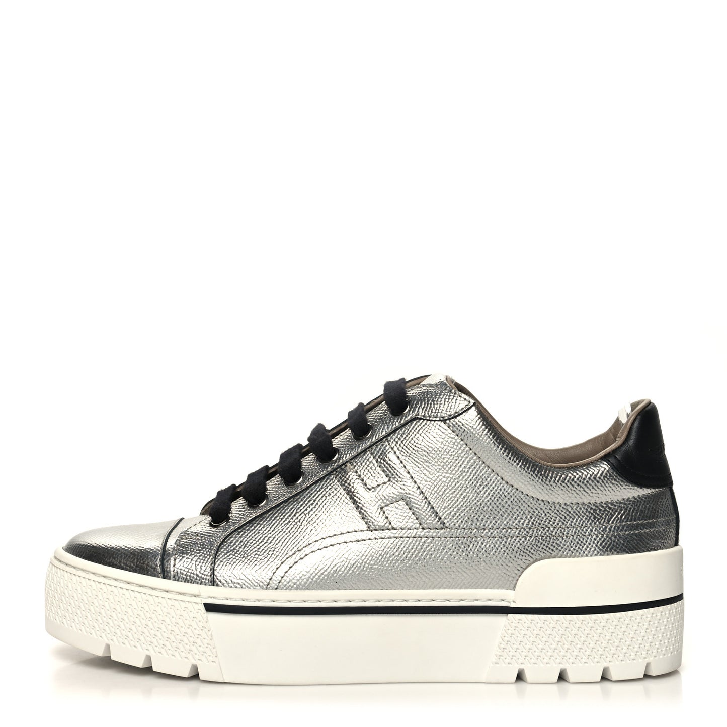 Metallic Epsom Womens Voltage Sneakers 39 Gris Argente Vieilli Black