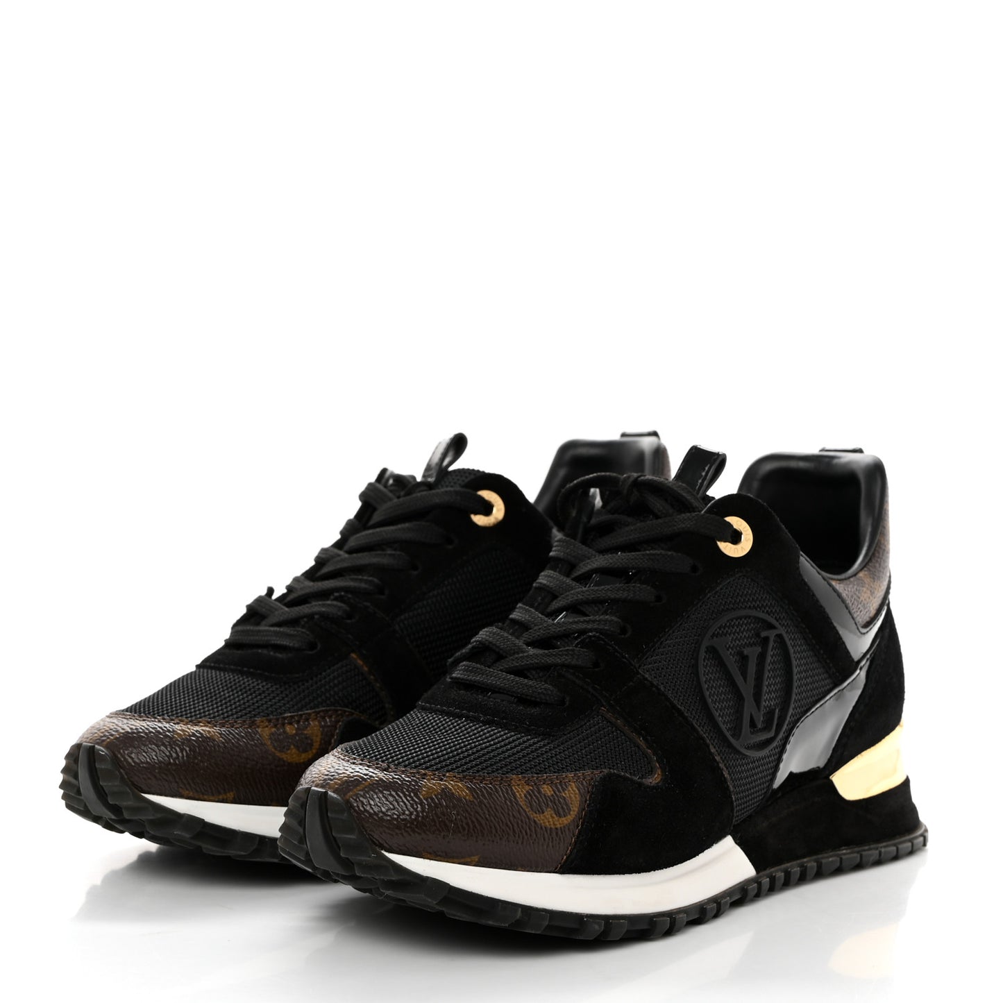 Suede Monogram Run Away Sneakers 36.5 Black