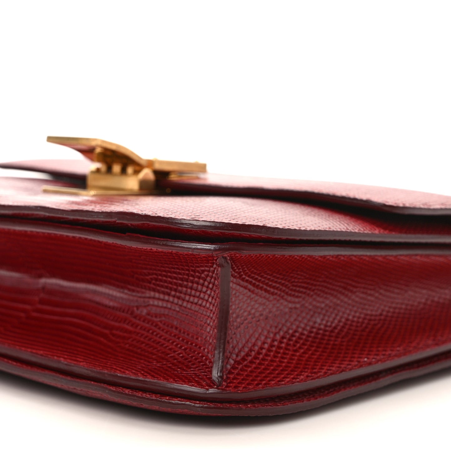 Lizard Medium Classic Box Flap Bag Ruby