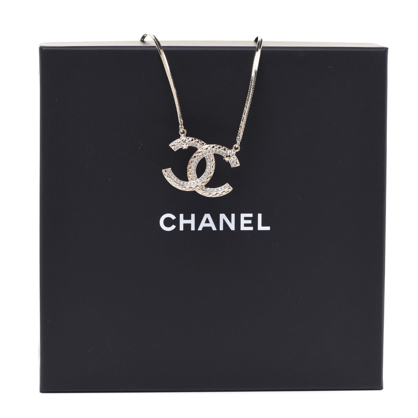 Crystal CC Chain Necklace Gold
