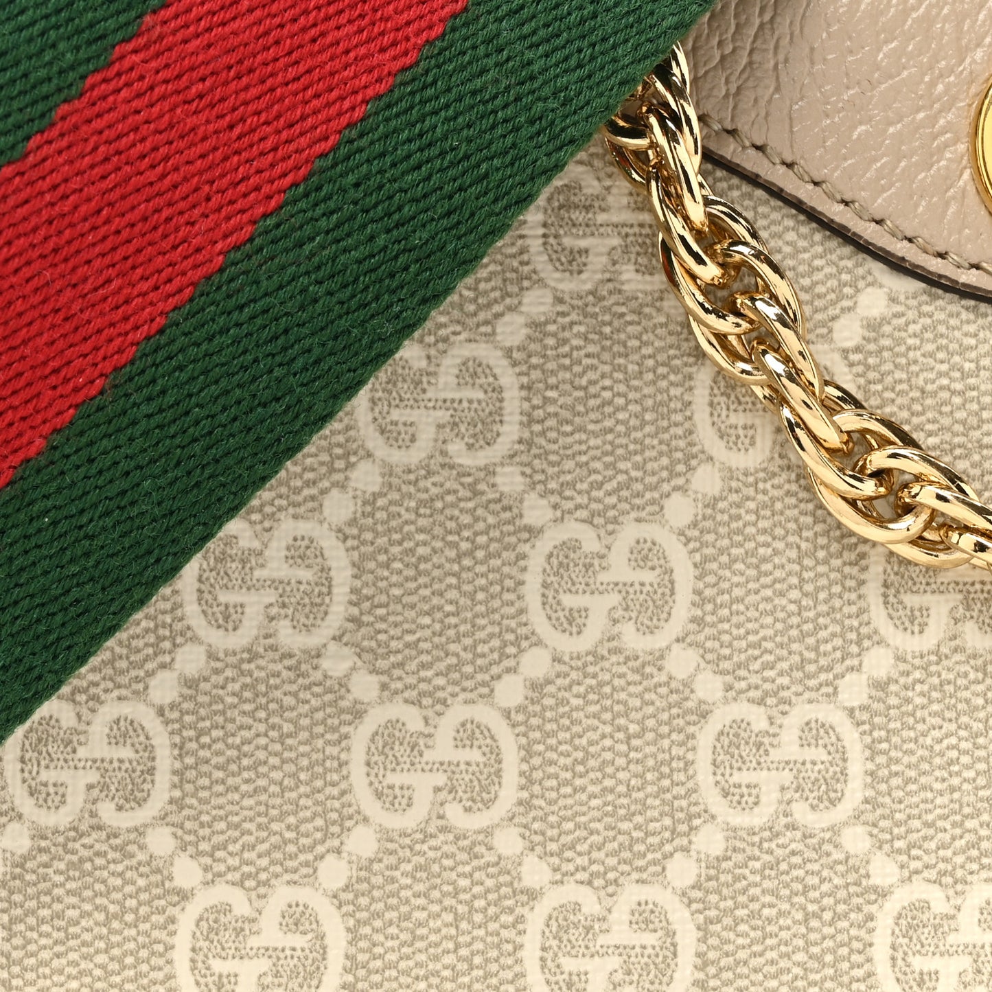 GG Supreme Monogram Textured Dollar Calfskin Web Small Ophidia GG Handbag Beige Mystic White Oatmeal