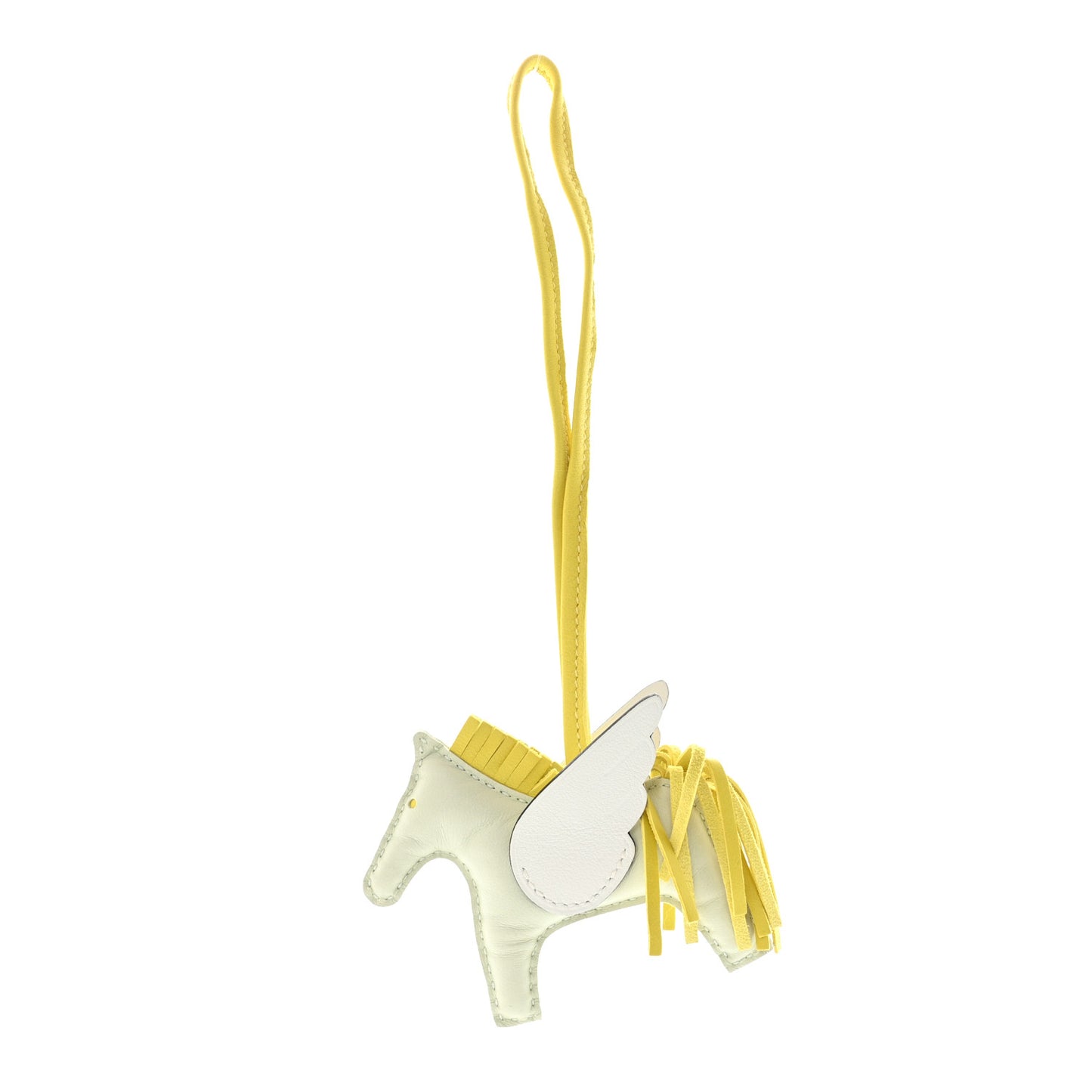 Milo Lambskin Grigri Rodeo Pegase Horse Bag Charm PM Vert Fizz Lime White