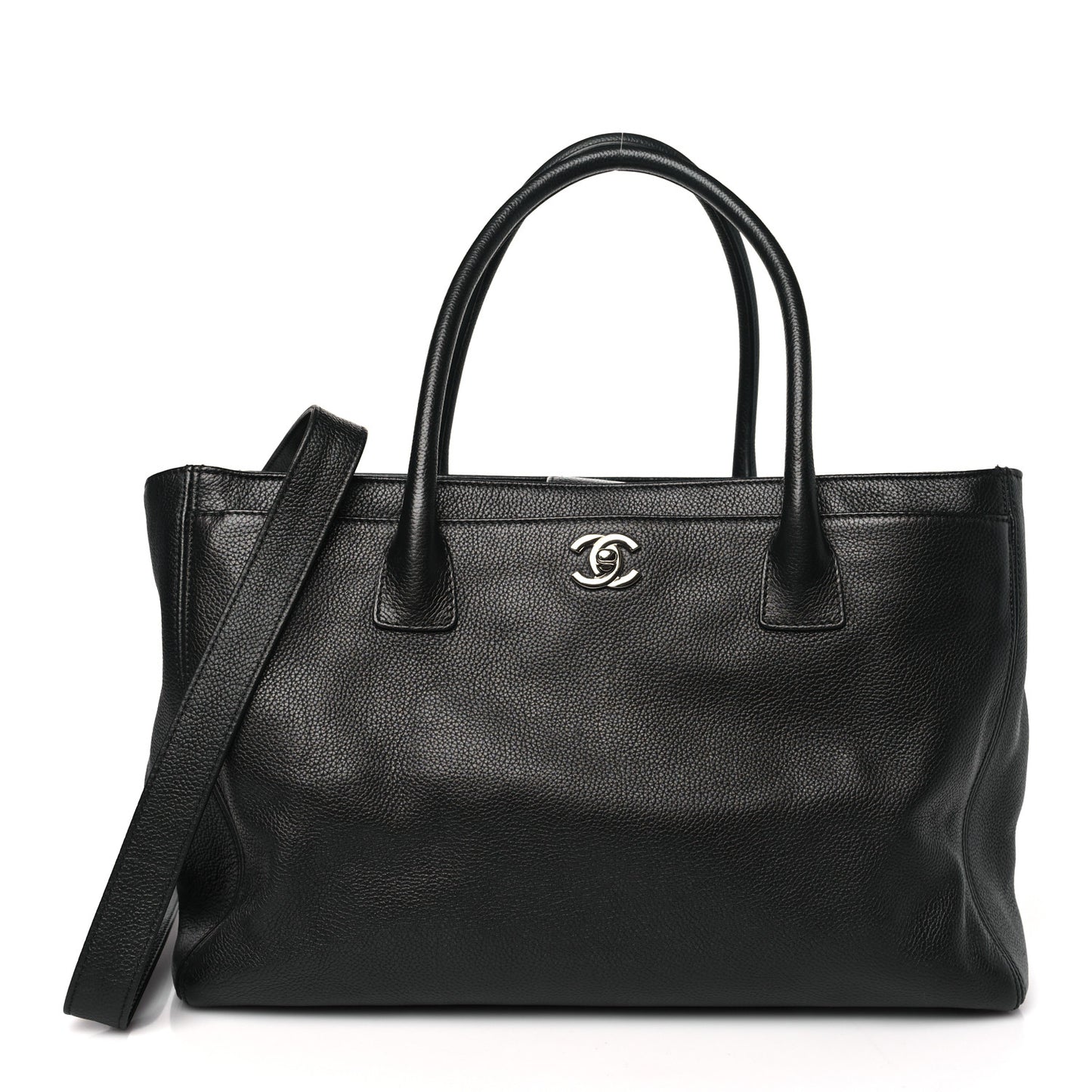 Calfskin Cerf Executive Shopper Tote Black