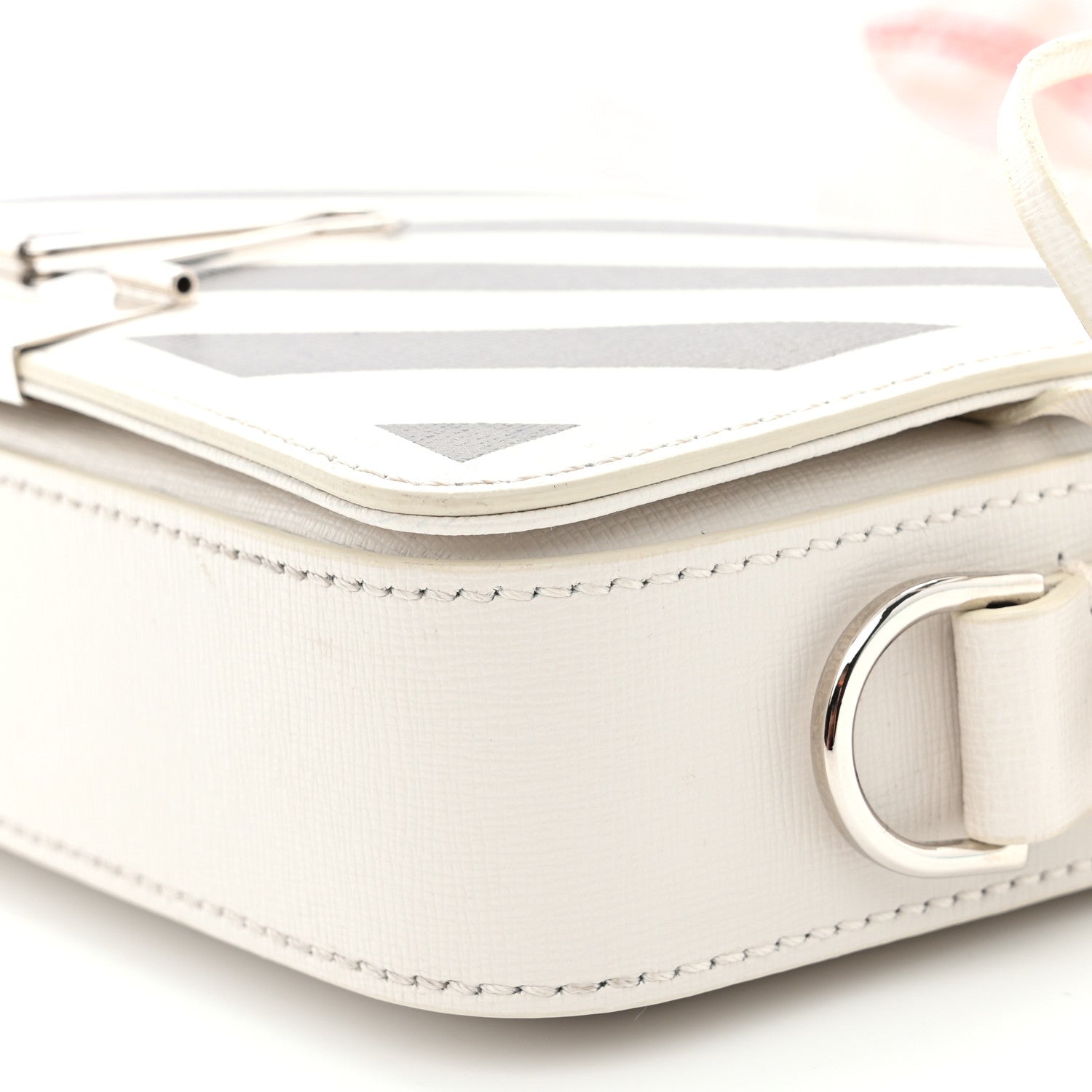 Off-White Saffiano Striped Mini Diag Binder Clip Bag White Black Red 11 of 12