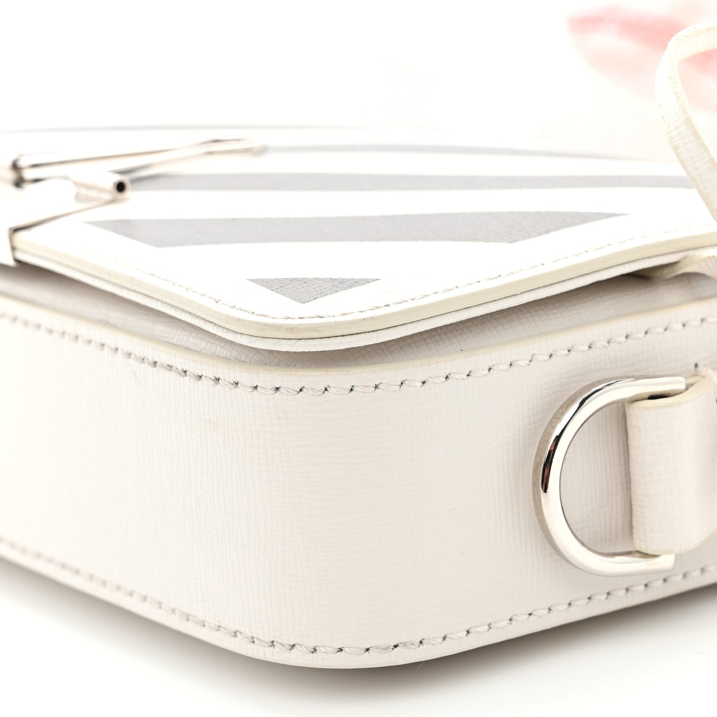 Saffiano Striped Mini Diag Binder Clip Bag White Black Red