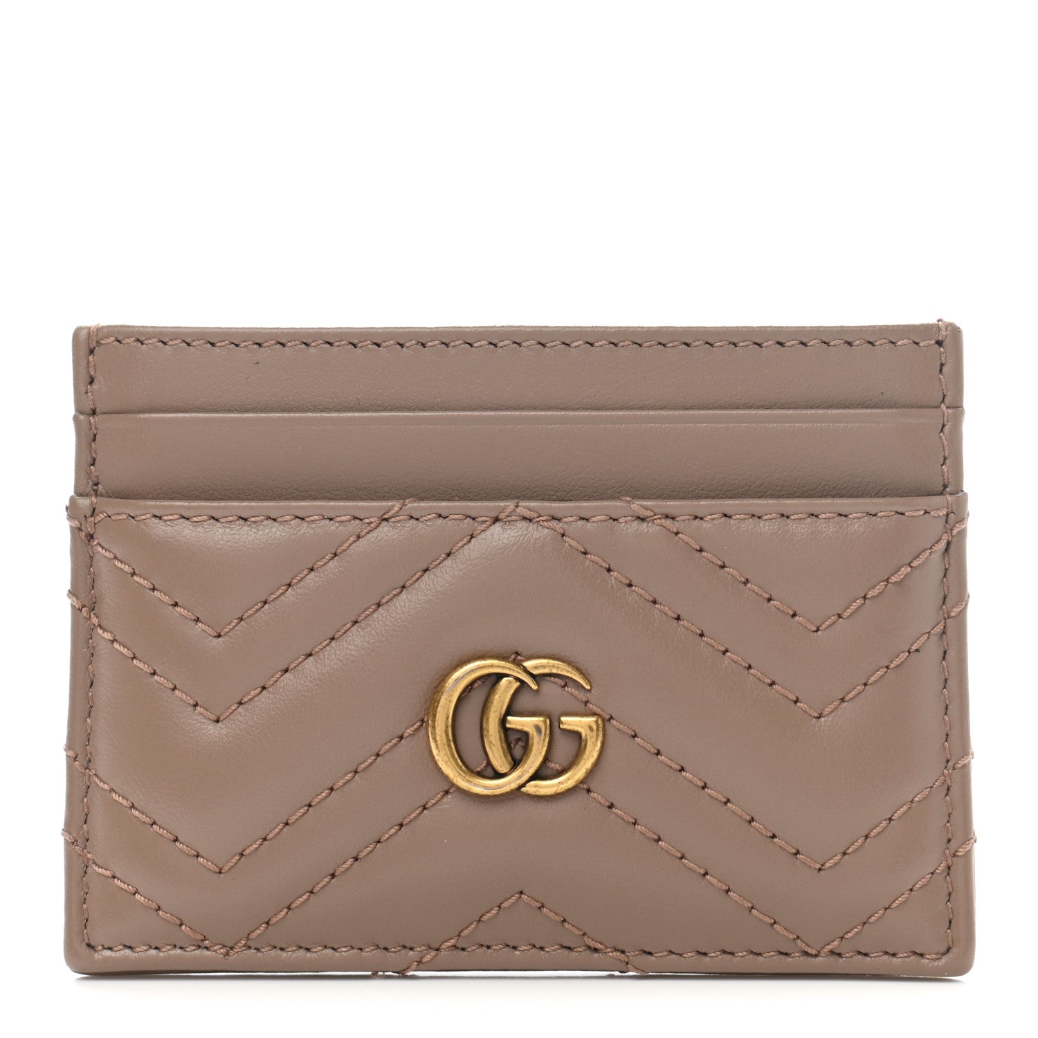 Gucci Calfskin Matelasse GG Marmont Card Holder Porcelain Rose 1 of 8