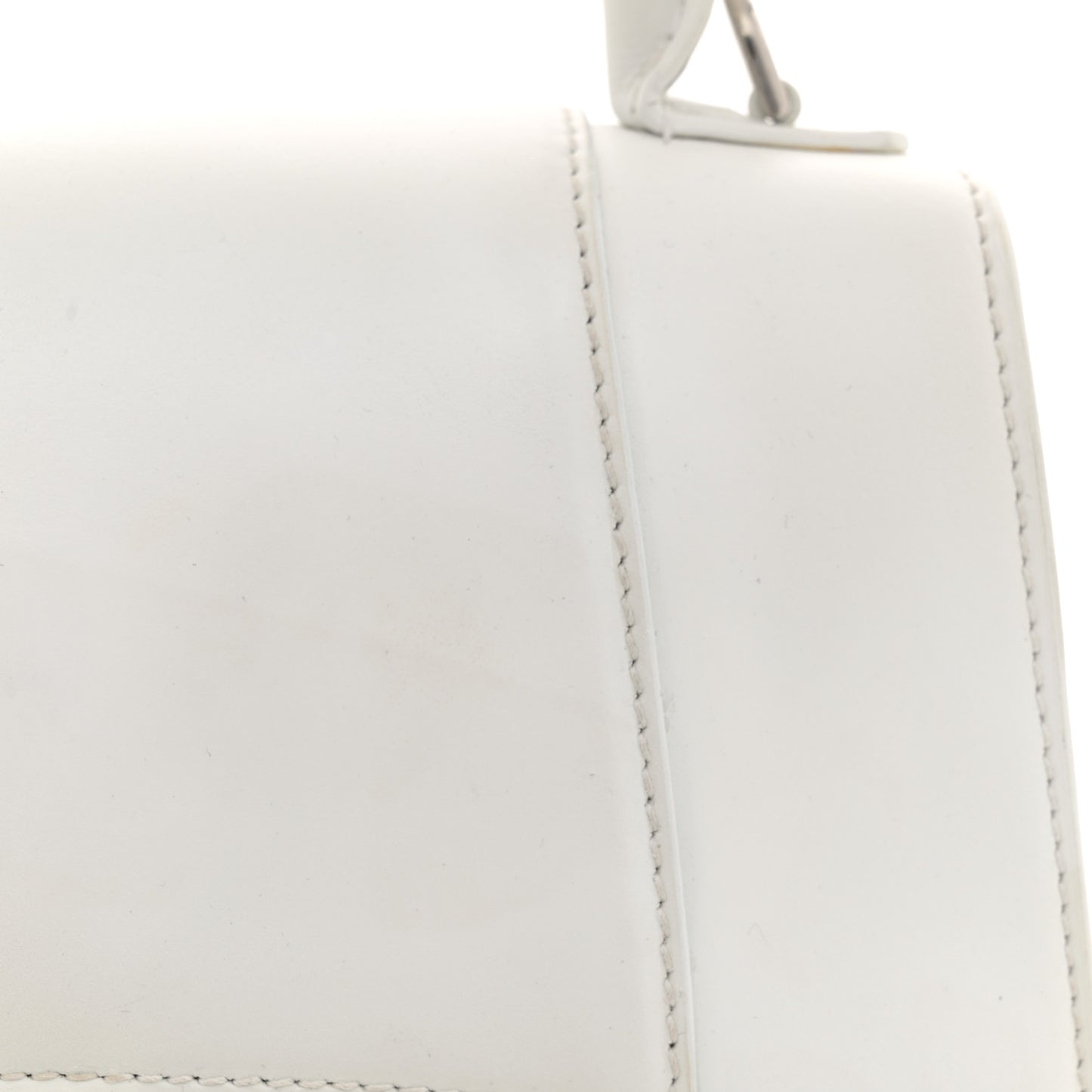 Shiny Box Calfskin Tonal B Small Hourglass Top Handle Bag White