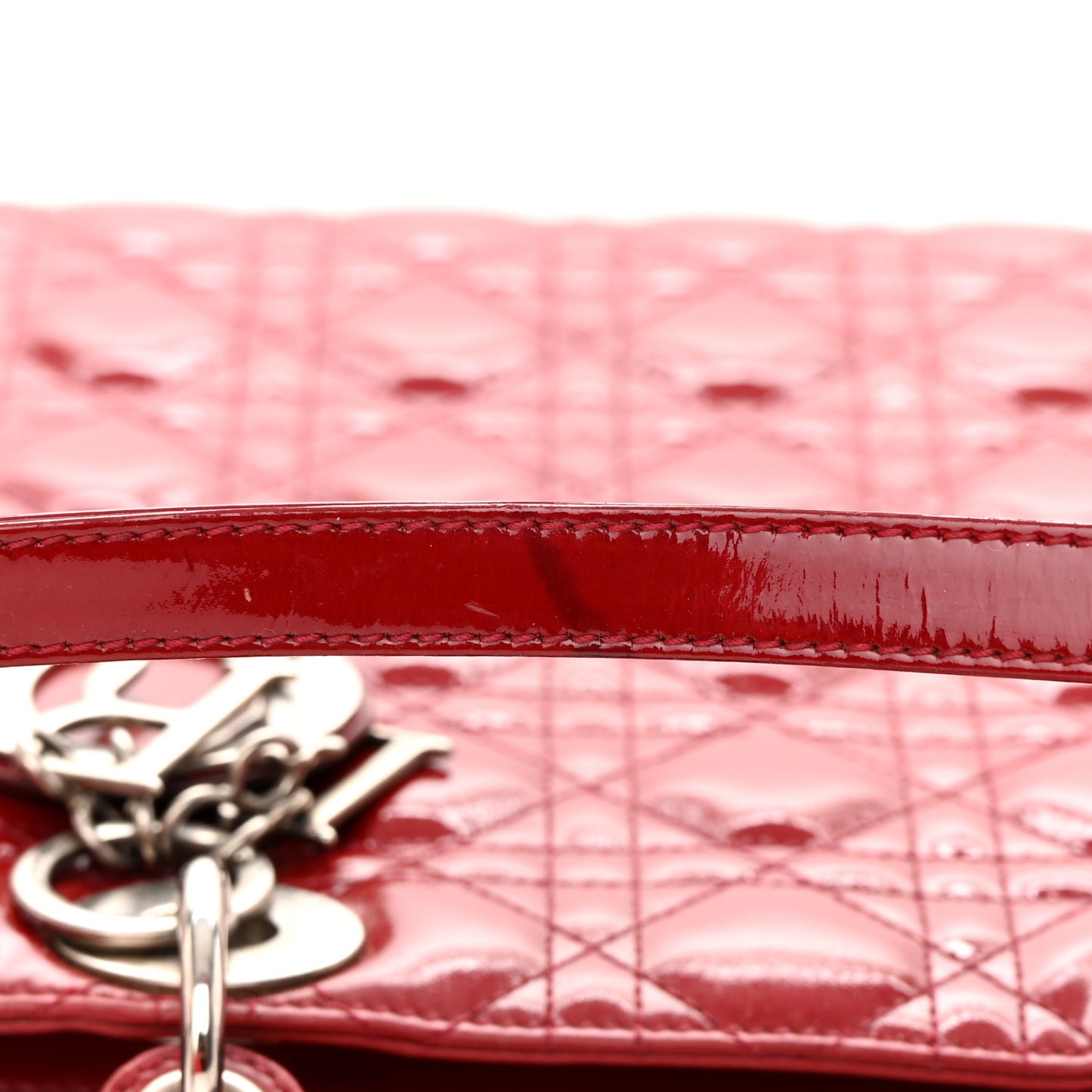 Patent Cannage Large Lady Dior Red