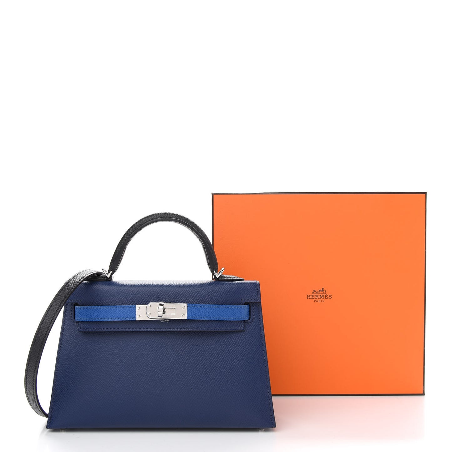 Epsom Mini Kelly Sellier 20 Bleu Saphir Bleu France Black