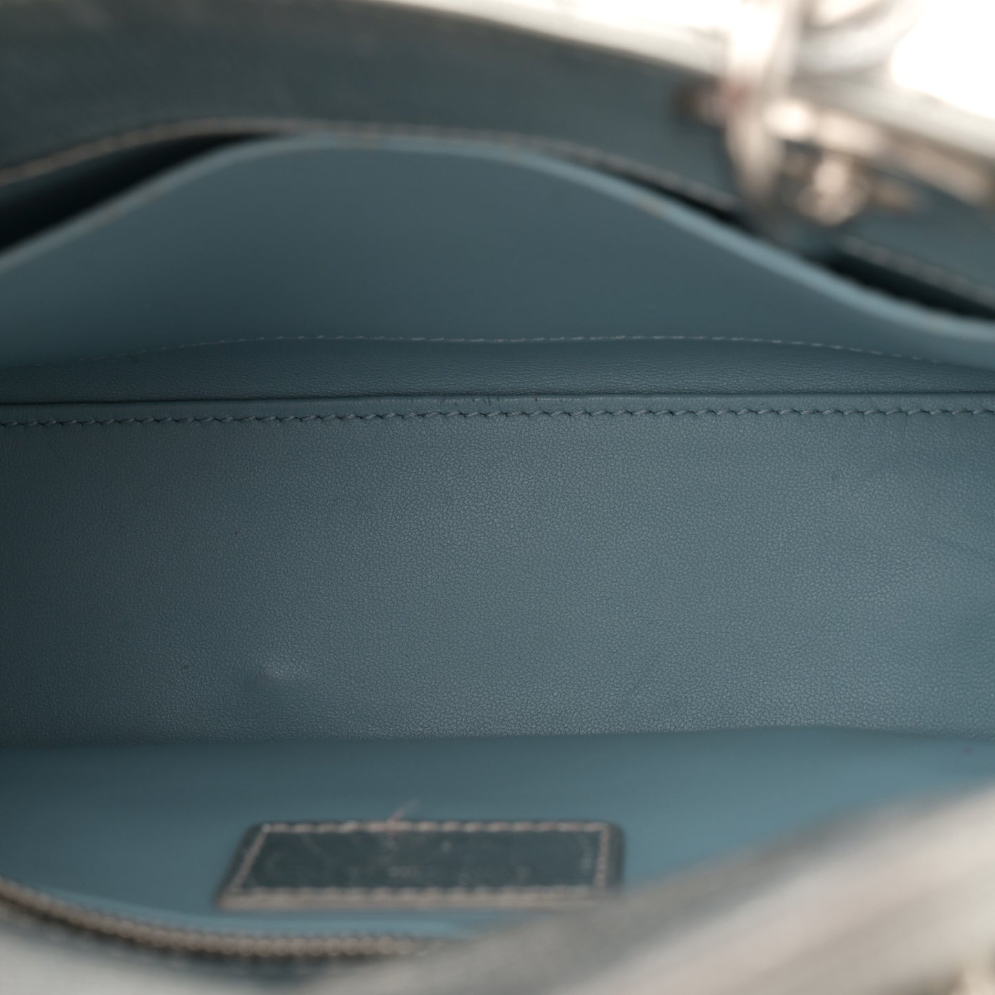 Metallic Grained Calfskin Cannage Small Lucky Badges My Lady Dior Silver
