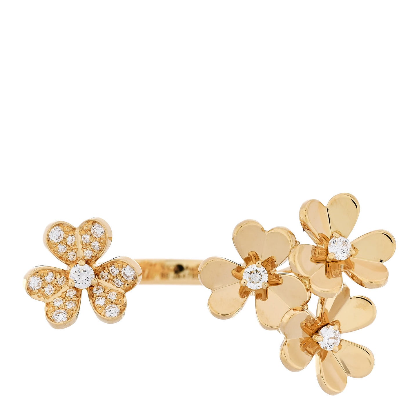 18K Yellow Gold Diamond Frivole Between The Finger Half Pave Ring 52 6