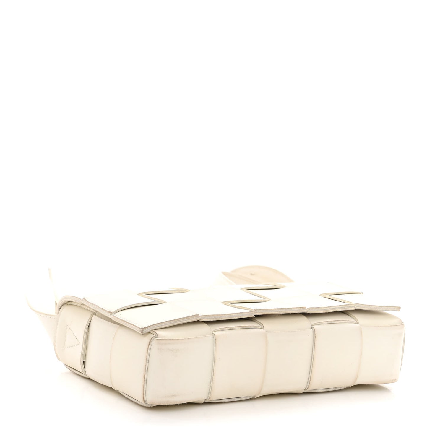 Lambskin Maxi Intrecciato Cassette Crossbody Bag White