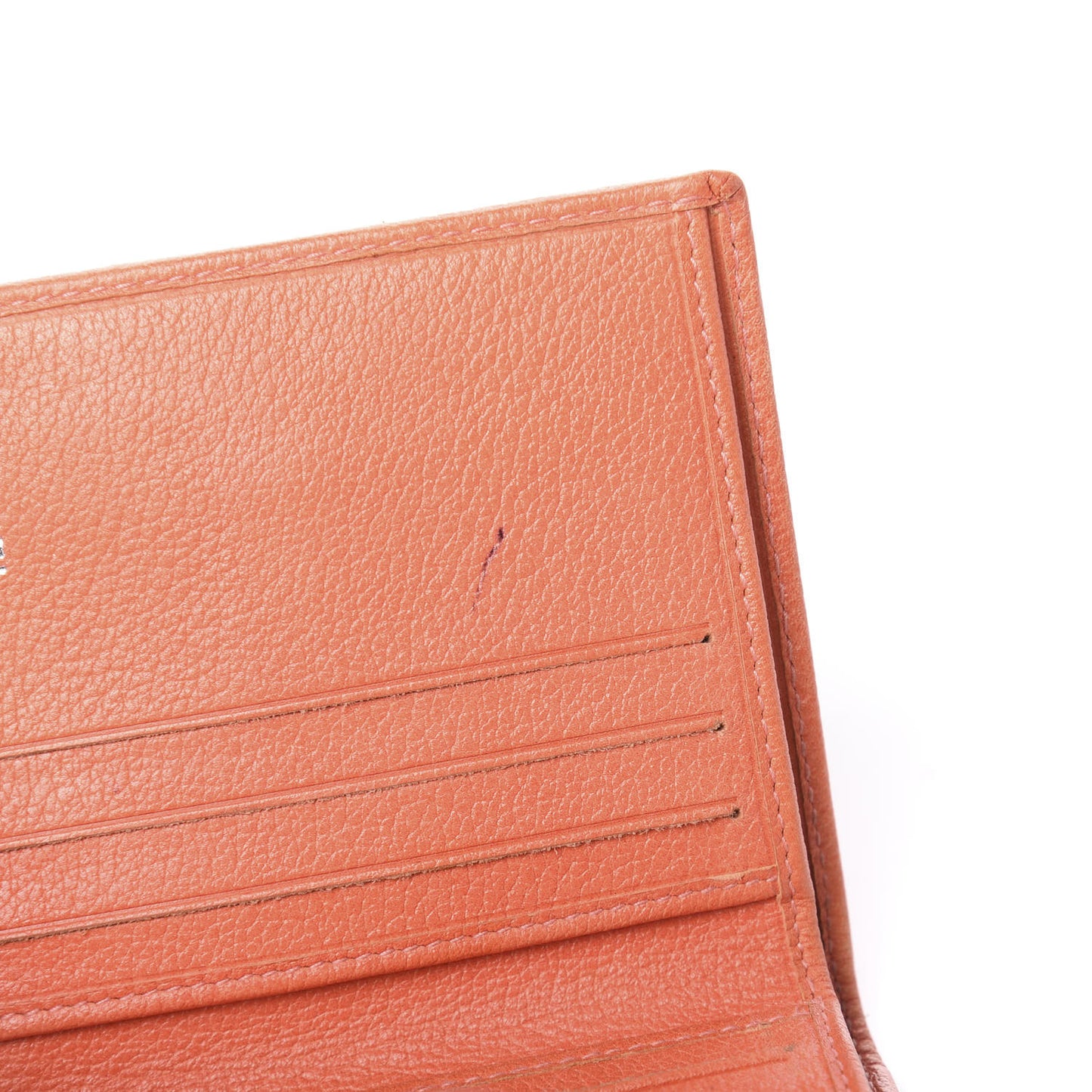 Goatskin Camellia Embossed Card Holder Orange