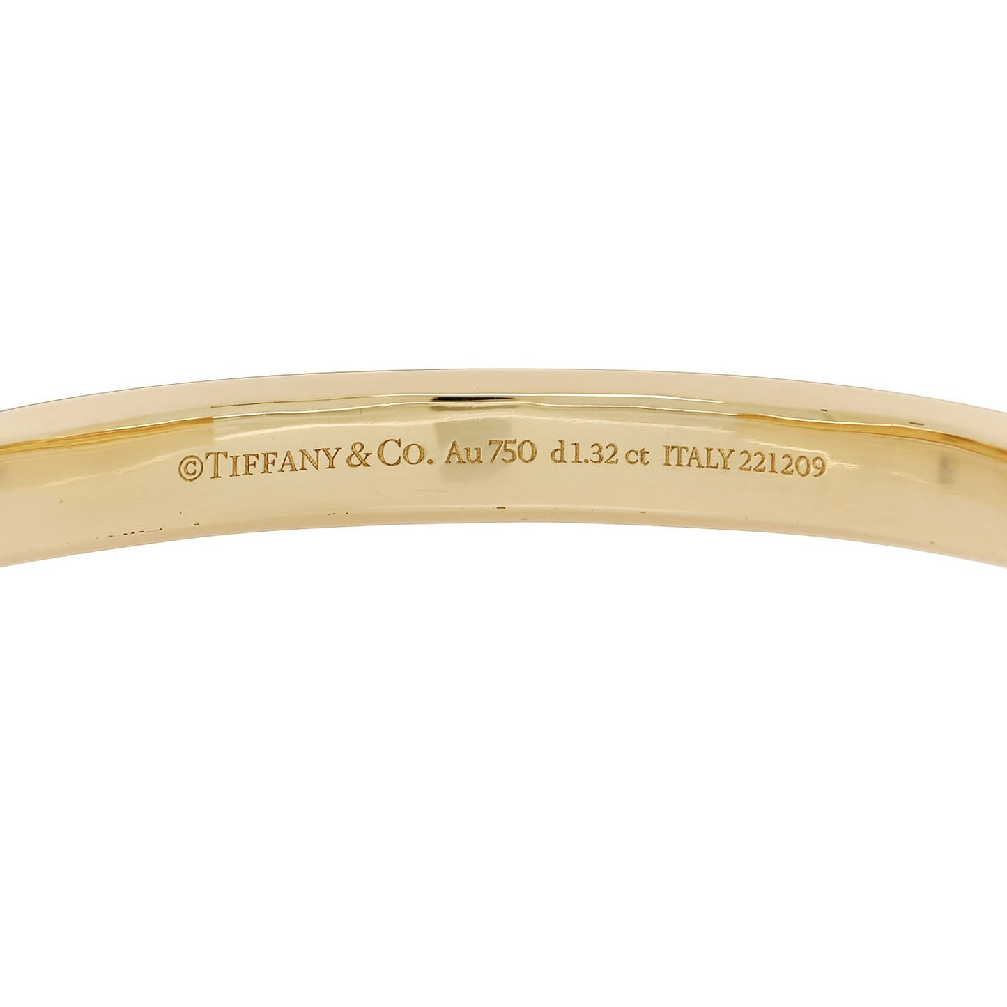 18K Yellow White Gold Diamond Tiffany Lock Half Pave Bangle Bracelet