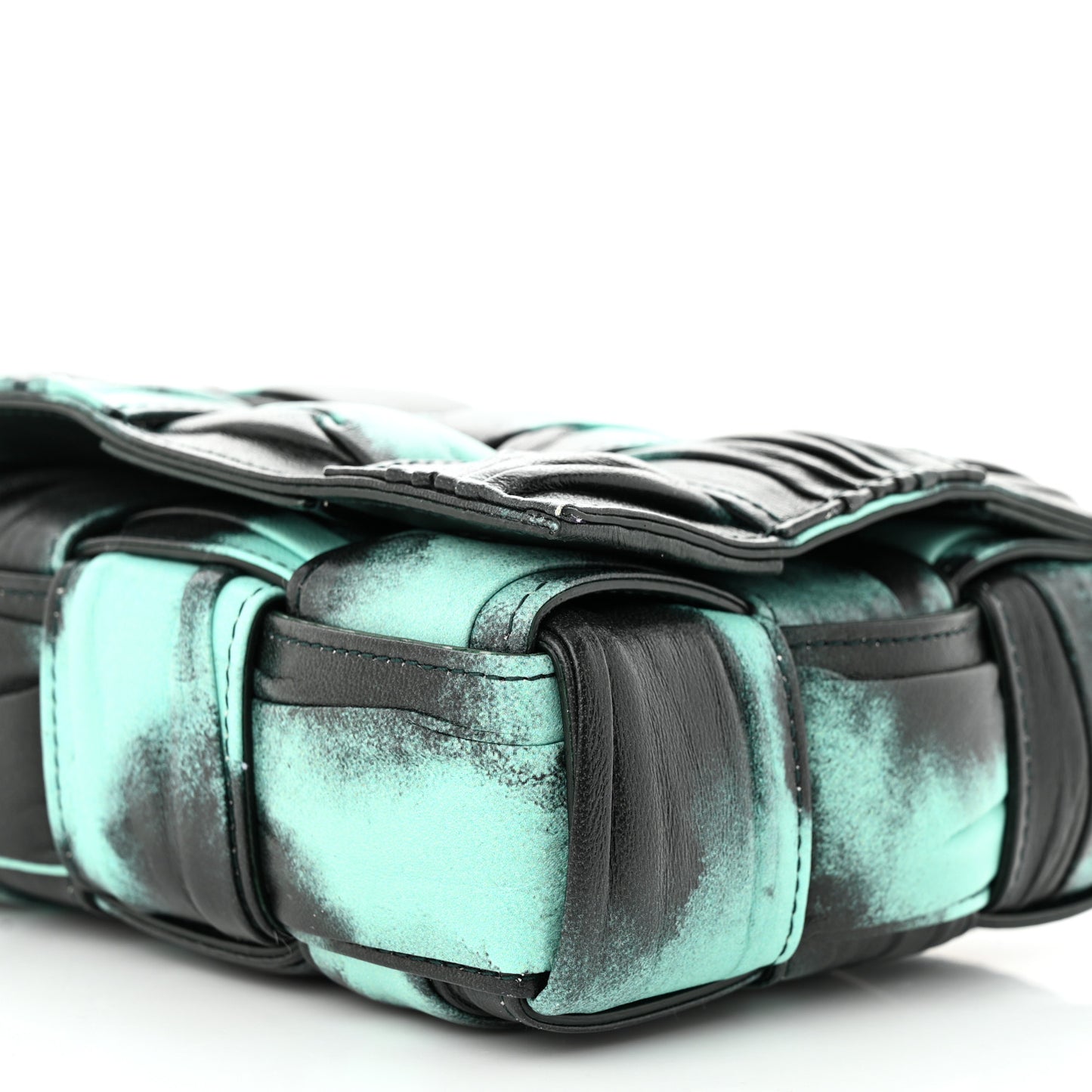 Foulard Tie Dye Maxi Intrecciato Padded Cassette Crossbody Bag Celadon Inkwell