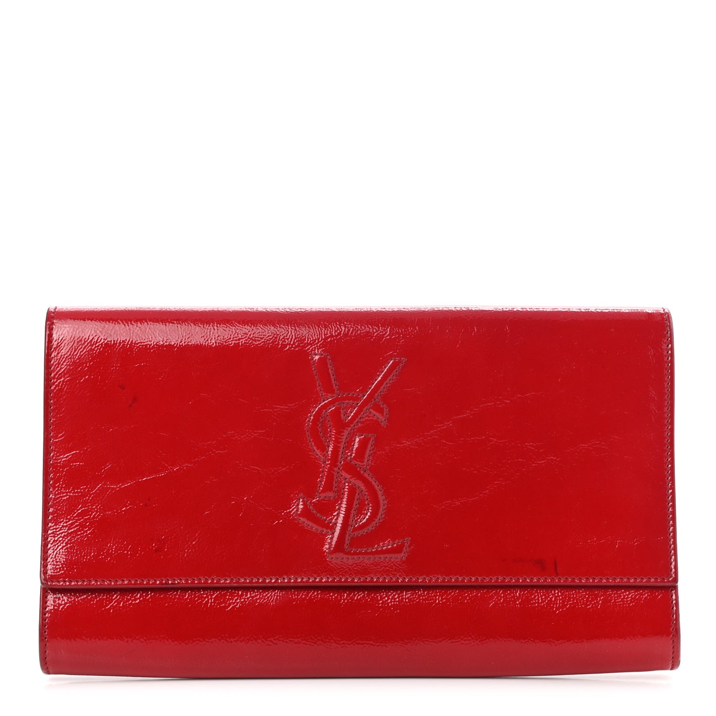 Textured Patent Monogram Large Belle De Jour Clutch Red