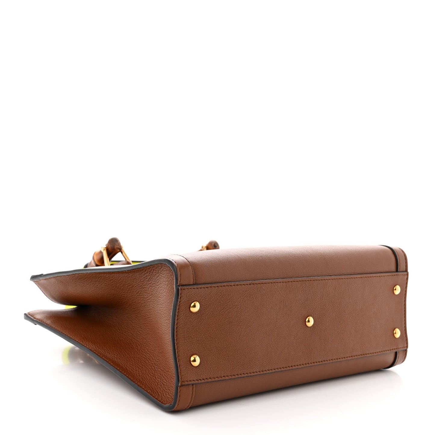 Wonka Grain Calfskin Small Diana Tote Bag Cuir Yellow Fluo