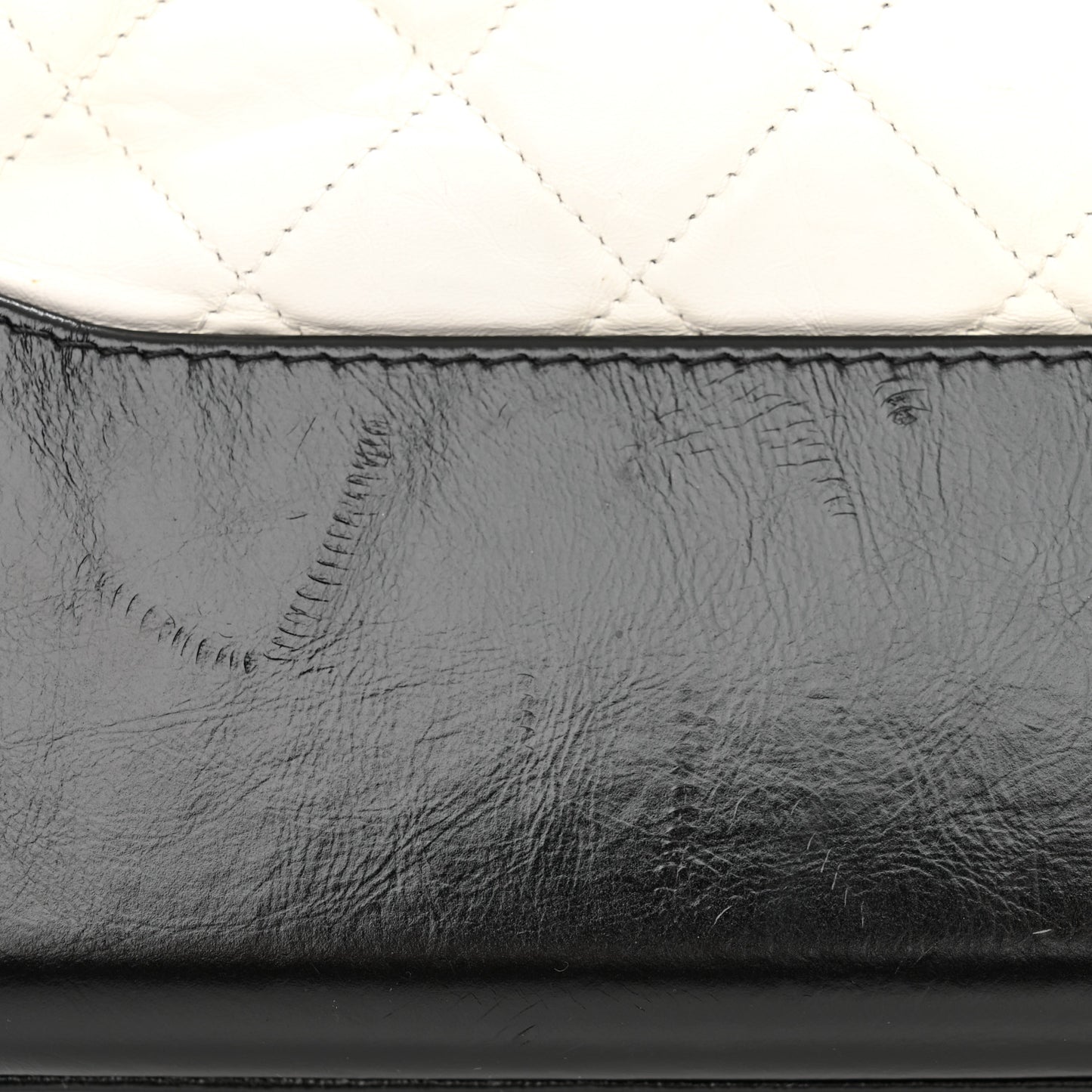 Aged Calfskin Quilted Medium Gabrielle Hobo Black White