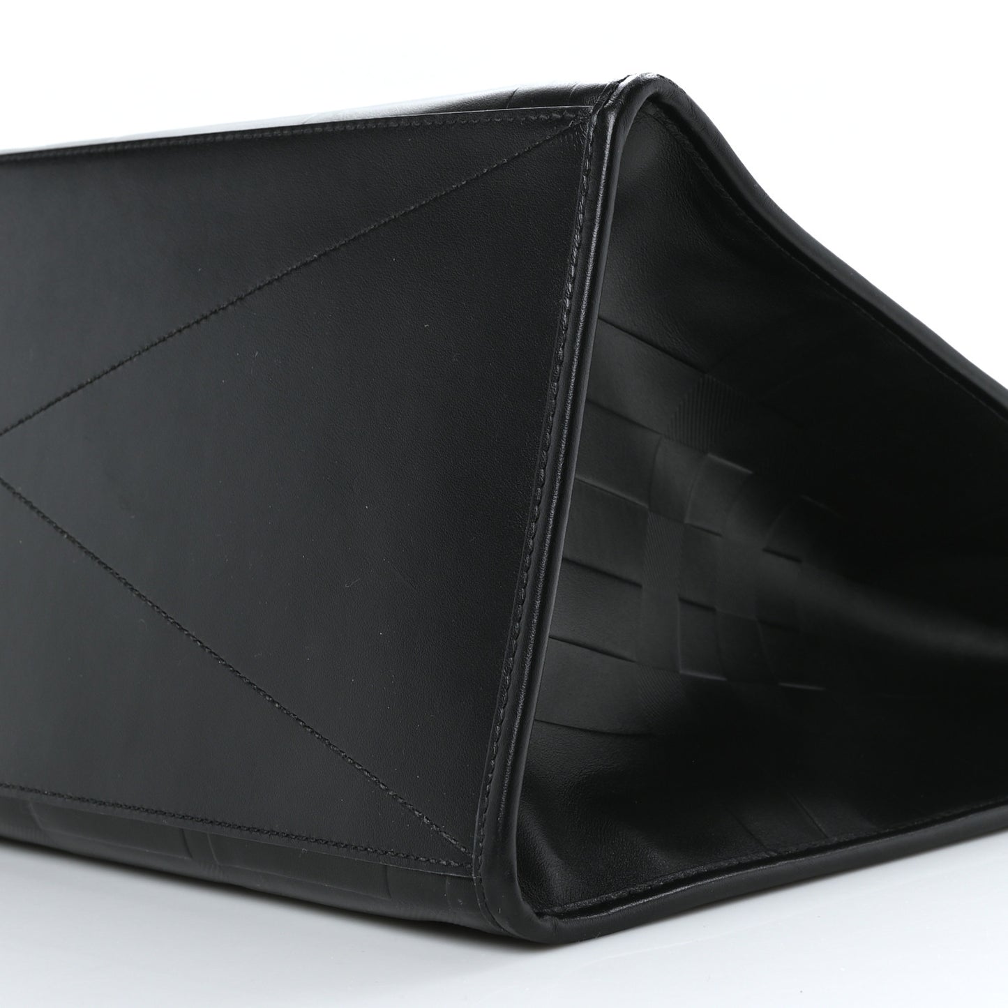 Calfskin Denny Check Embossed Tote Black