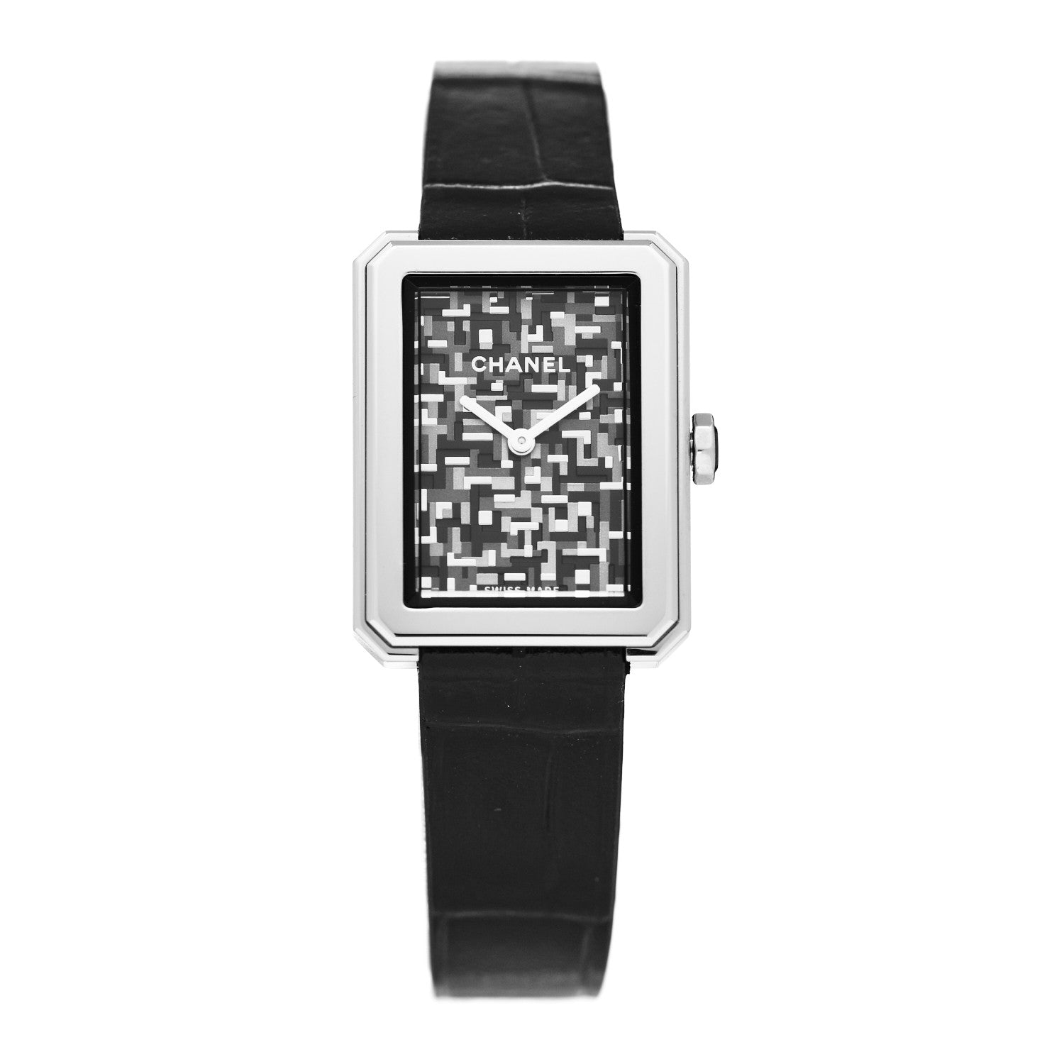 Chanel Stainless Steel Alligator 21mm Boy-Friend Tweed Quartz Watch Black 1 of 5