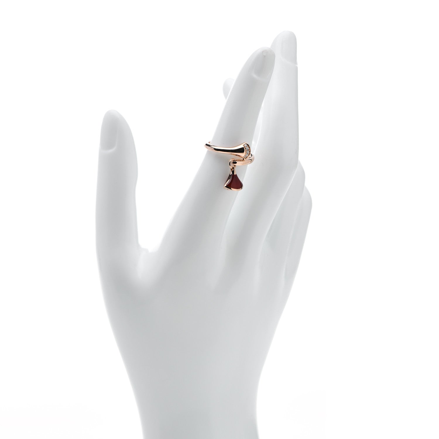Bulgari 18K Rose Gold Diamond Carnelian Divas' Dream Charm Ring 51 5.75 2 of 6