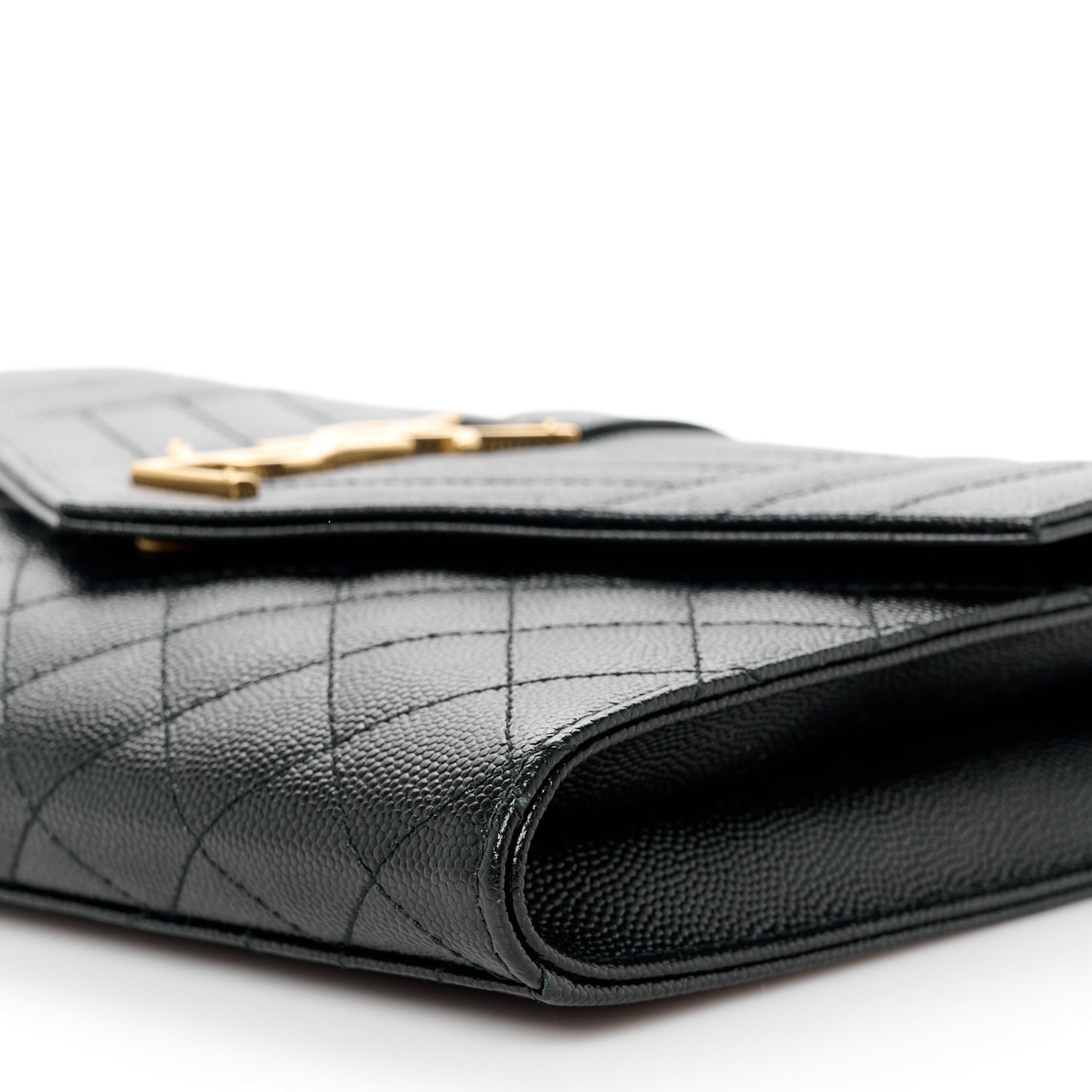 Grain De Poudre Textured Mixed Matelasse Triquilt Monogram Clutch Black