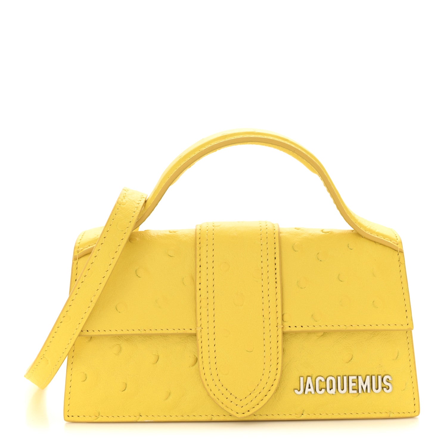 Jacquemus Calfskin Ostrich Embossed Le Bambino Yellow 1761777