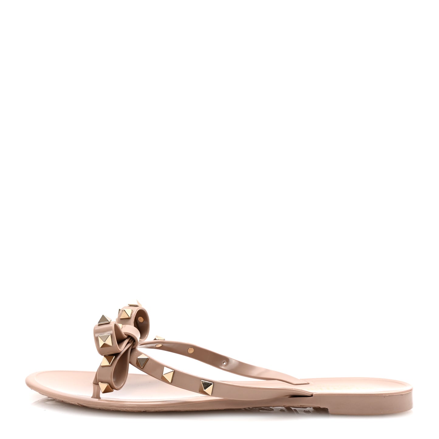 PVC Jelly Rockstud Bow Thong Sandals 39 Poudre