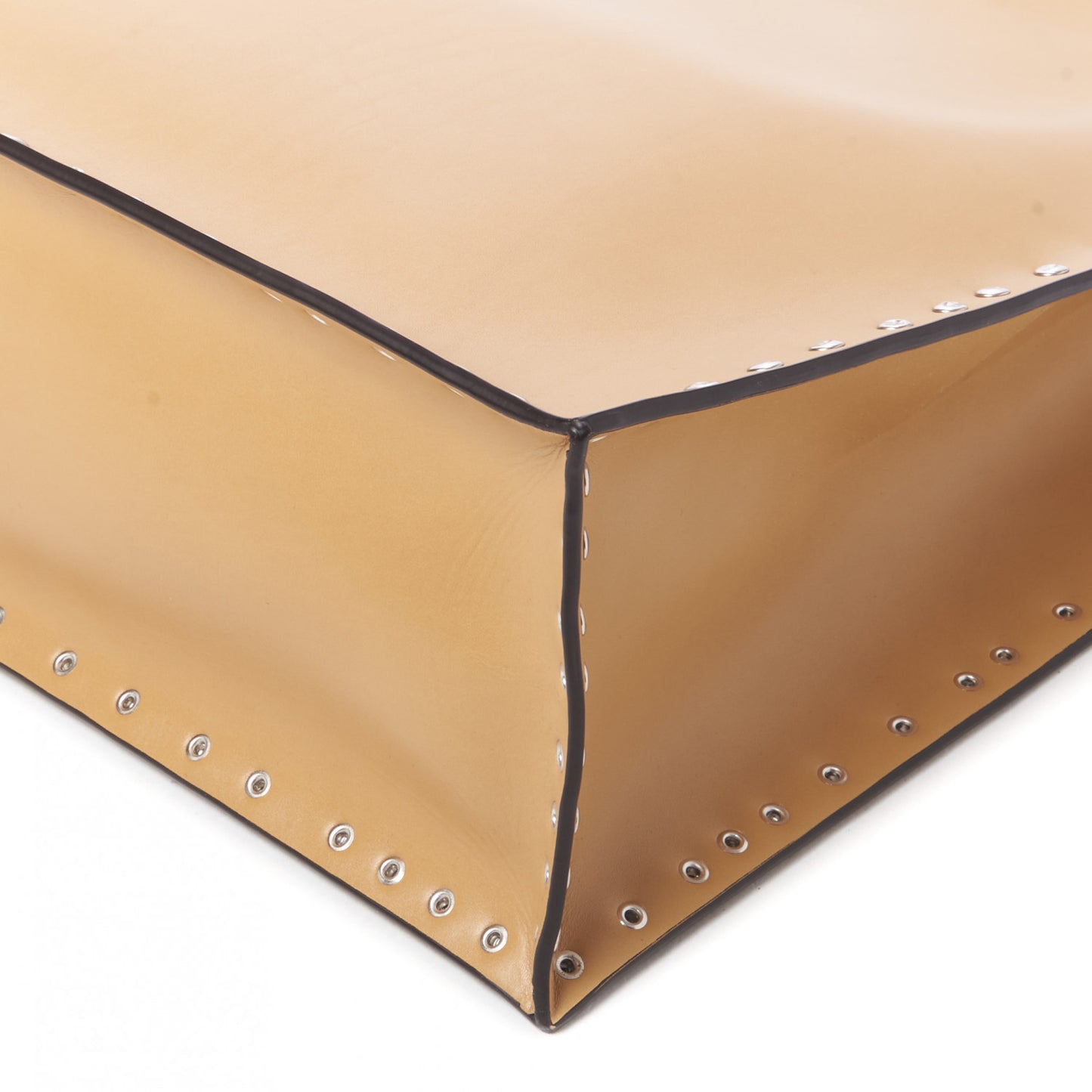 Satinated Natural Calfskin Large Studs Vertical Cabas Sand