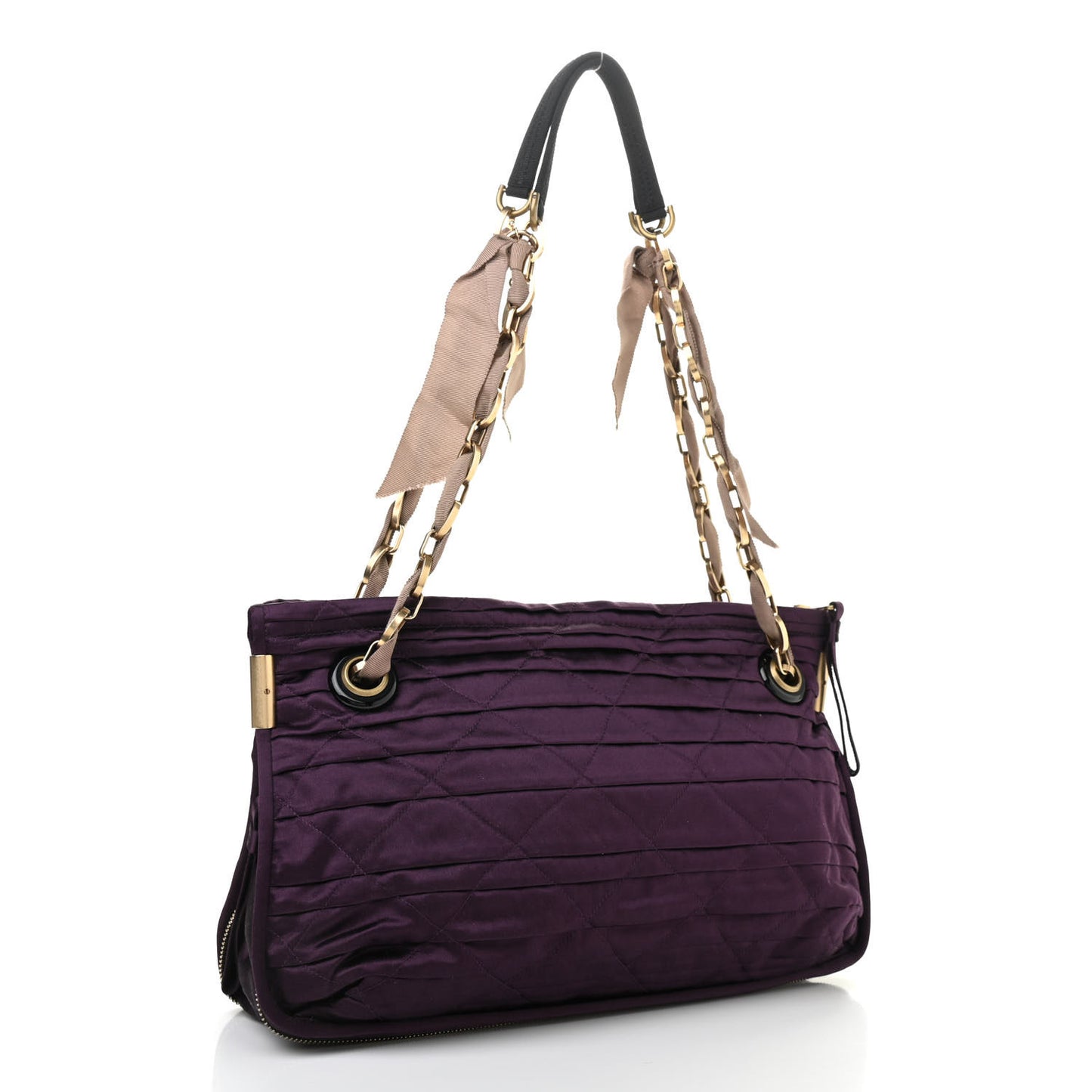 Satin Amalia Medium Shoulder Bag Violet