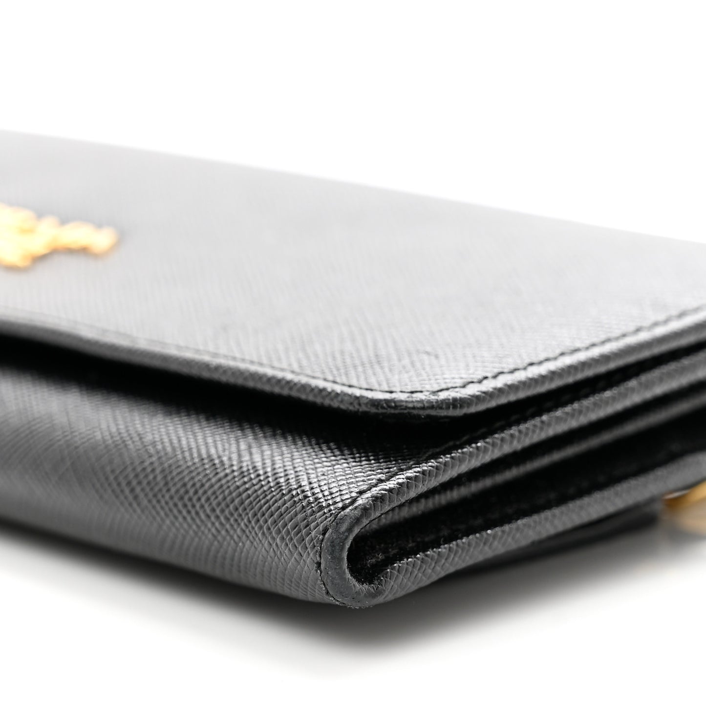 Saffiano Metal Continental Flap Wallet Black